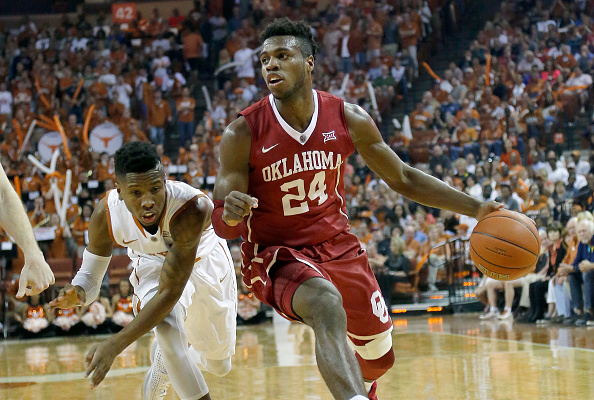 AUSTIN, TX - FEBRUARY 27: Buddy Hield #24 of the Oklahoma Sooners moves with the ball past Kerwin Roach Jr. #12 of the Texas Longhorns at the Frank Erwin Center on February 27, 2016 in Austin, Texas. (Photo by Chris Covatta/Getty Images)