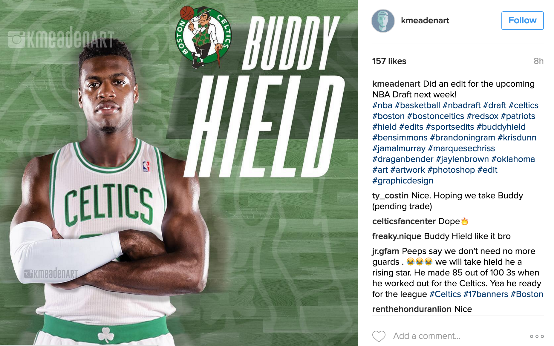 Buddy Hield likes Instagram post of himself wearing Celtics jersey