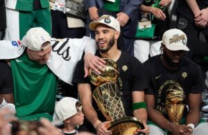 Jayson Tatum and the Celtics can celebrate the franchise's first NBA title since 2008. (AP Photo)